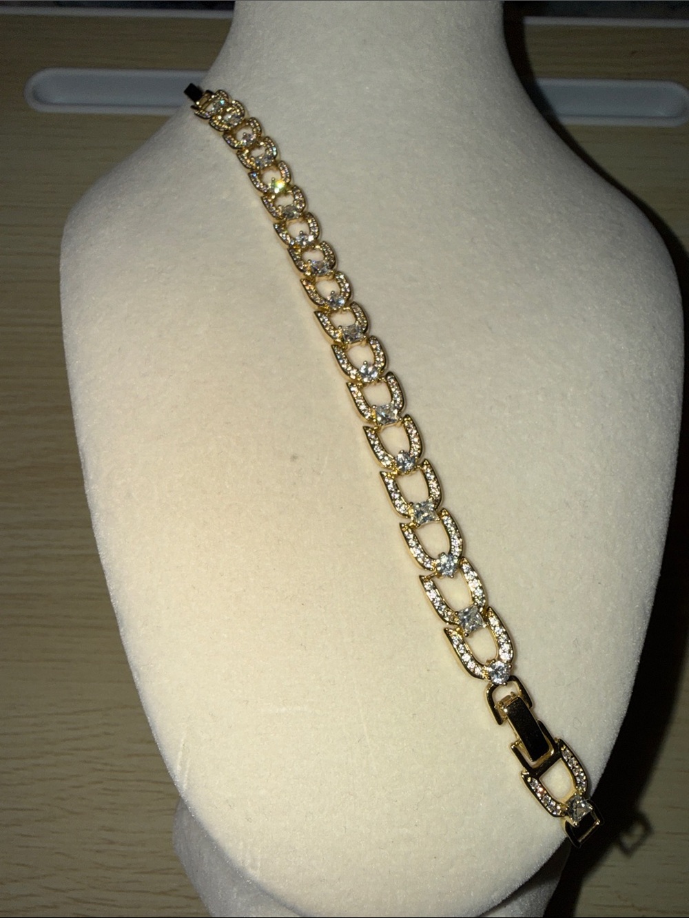 Gold Filled Crystal Link Bracelet - Elegant Women's Jewelry w/extra link